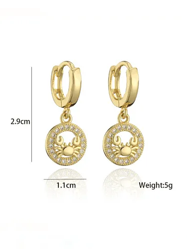 Brass Cubic Zirconia Turtle Vintage Huggie Earring