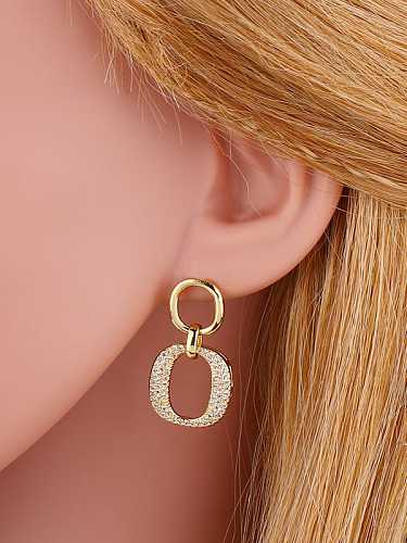 Brass Cubic Zirconia Geometric Vintage Drop Earring