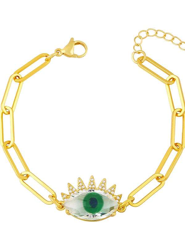 Brass Enamel Evil Eye Vintage Link Bracelet