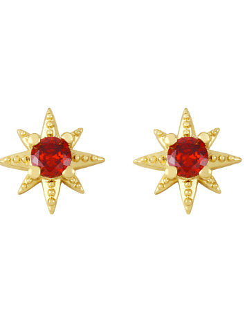 Brass Cubic Zirconia Star Minimalist Stud Earring