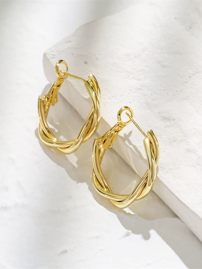 Brass Twist Hollow Geometric Minimalist Huggie Earring