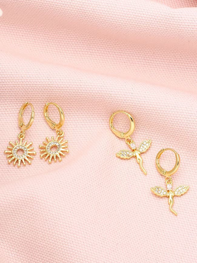Brass Cubic Zirconia Angel Vintage Huggie Earring