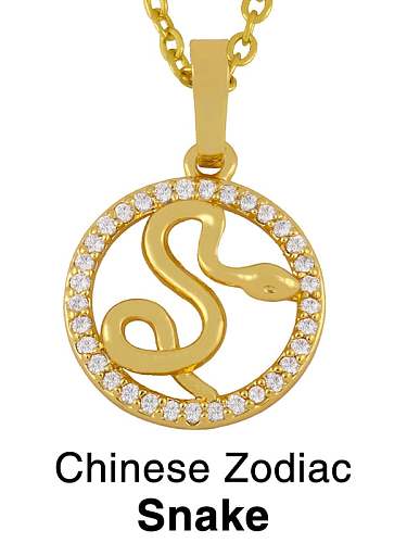 Messing Cubic Zirkonia Ethnic 12 Zodiac Anhänger Halskette