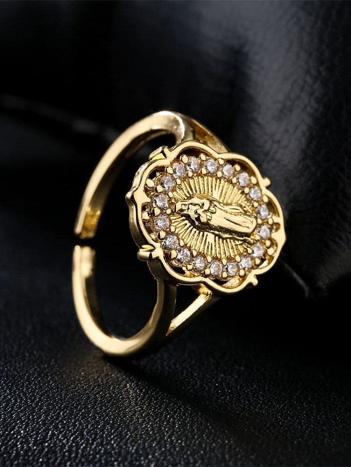 Brass Cubic Zirconia Irregular Vintage Band Ring