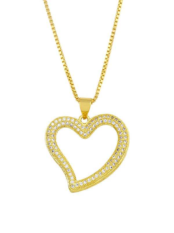 Brass Cubic Zirconia Heart Minimalist Necklace
