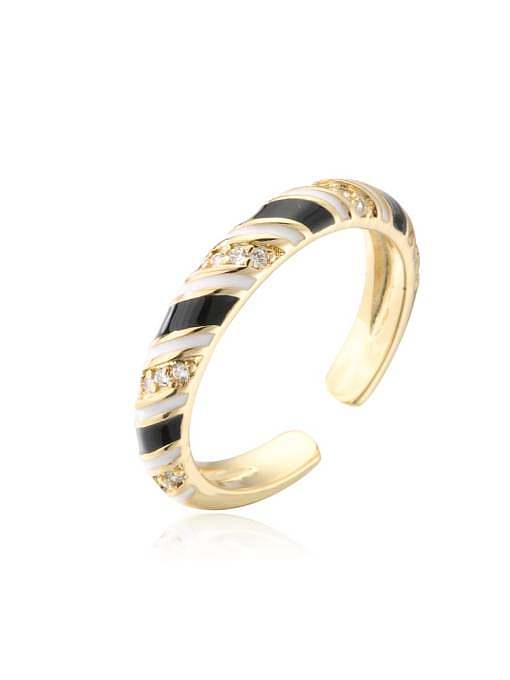 Messing-Emaille-Zirkonia-geometrischer Trend-Band-Ring
