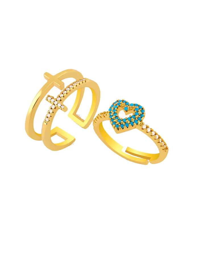 Brass Cubic Zirconia Heart Ethnic Band Ring