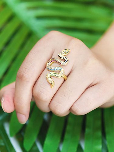 Brass Cubic Zirconia Snake Vintage Band Ring