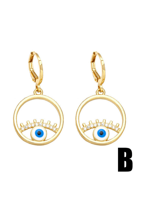 Brass Enamel Evil Eye Vintage Huggie Earring