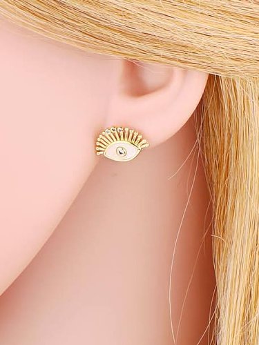 Brass Shell Evil Eye Vintage Stud Earring