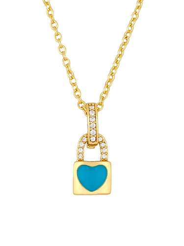 Brass Enamel Heart Vintage Necklace
