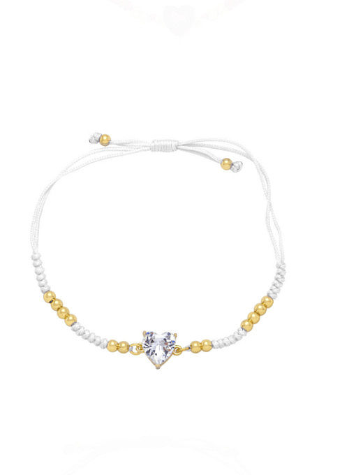 Brass Cubic Zirconia Weave Vintage Adjustable Bracelet