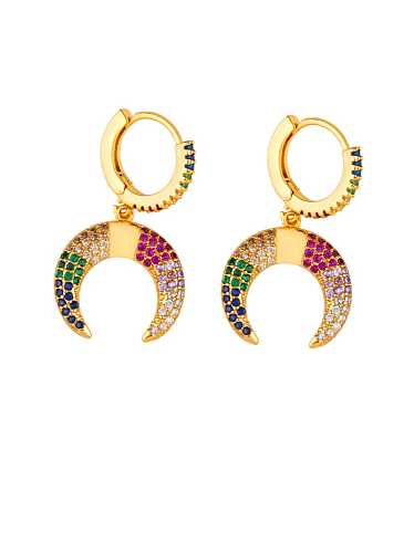 Brass Cubic Zirconia Evil Eye Ethnic Huggie Earring