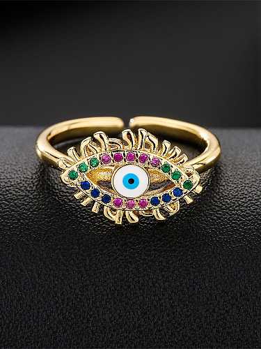 Brass Cubic Zirconia Evil Eye Vintage Band Ring