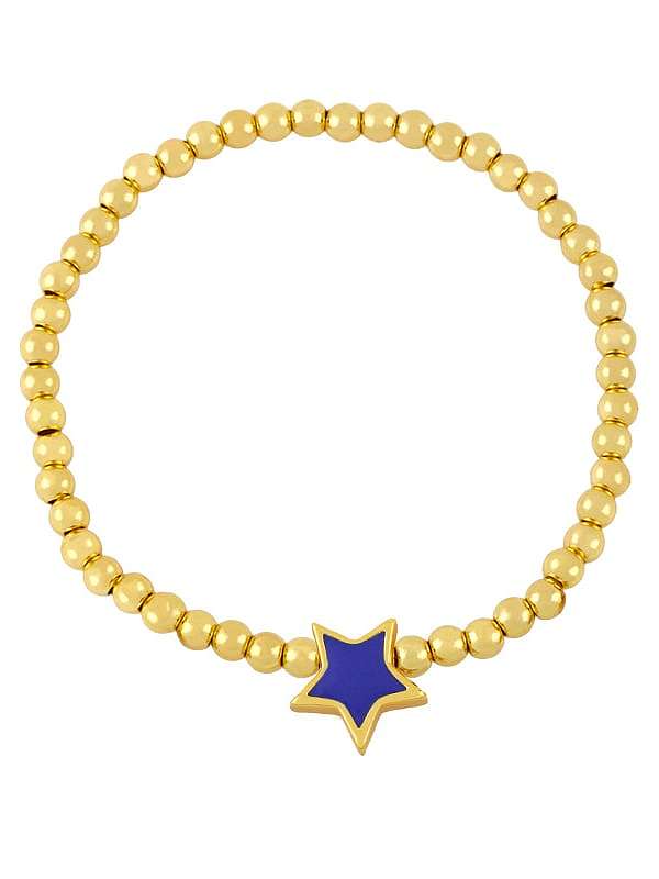Brass Enamel Star Vintage Beaded Bracelet