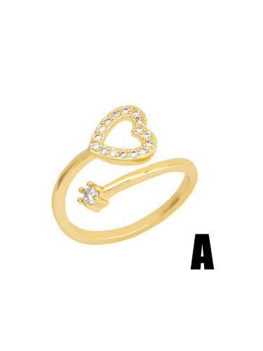 Brass Cubic Zirconia Heart Vintage Band Ring