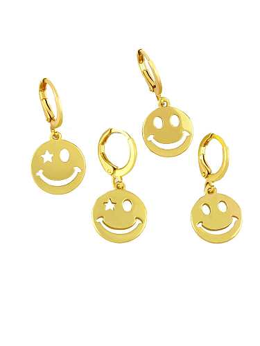 Brass Hollow Smiley Minimalist Huggie Earring