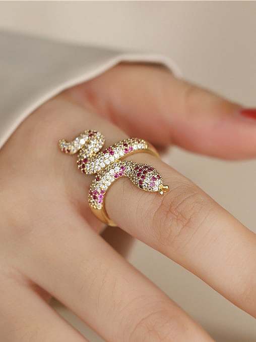 Brass Cubic Zirconia Snake Vintage Band Ring