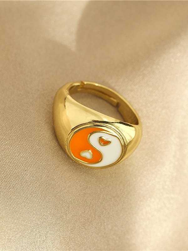 Messing-Emaille-geometrischer Vintage-Band-Ring