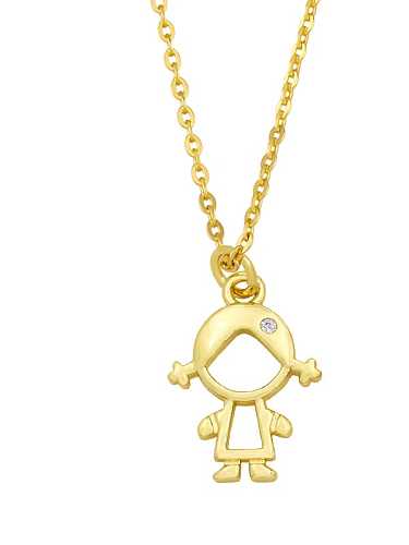 Brass Cute Hollow Angel Pendant Necklace