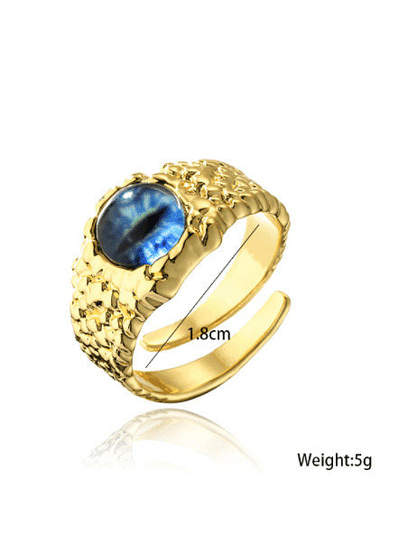 Brass Glass Stone Irregular Vintage Band Ring