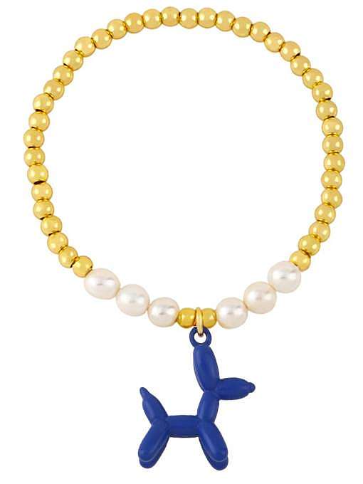 Bracelet perlé minimaliste en laiton et émail de chien