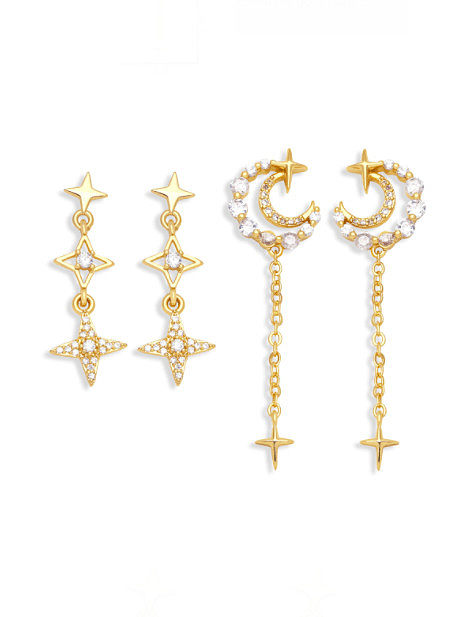 Brass Cubic Zirconia Tassel Vintage Drop Earring