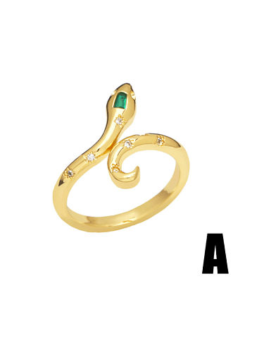 Brass Cubic Zirconia Snake Vintage Band Ring