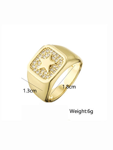 Brass Rhinestone Square Vintage Band Ring