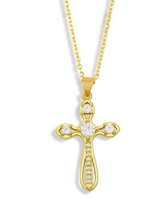 Brass Cubic Zirconia Cross Minimalist Necklace