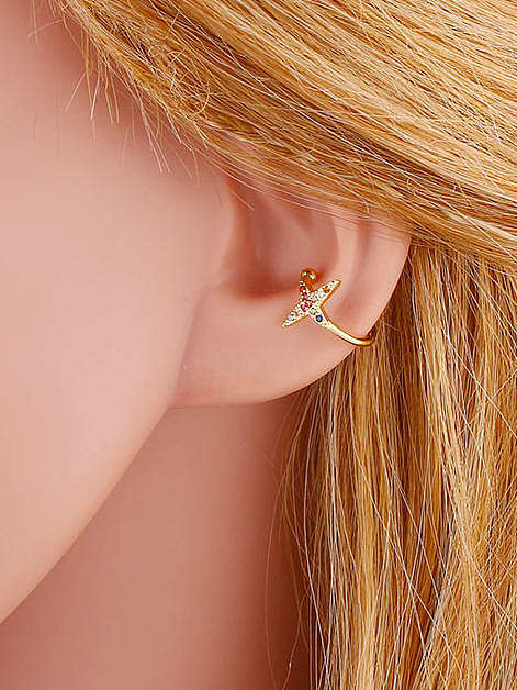 Brass Cubic Zirconia Star Vintage Clip Earring