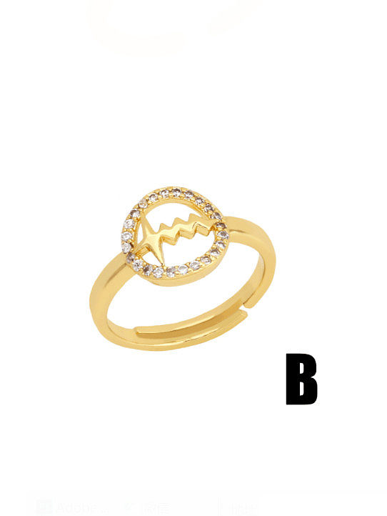 Brass Cubic Zirconia Moon Trend Stackable Ring