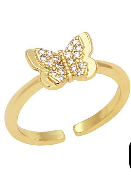 Brass Cubic Zirconia Heart Vintage Band Ring