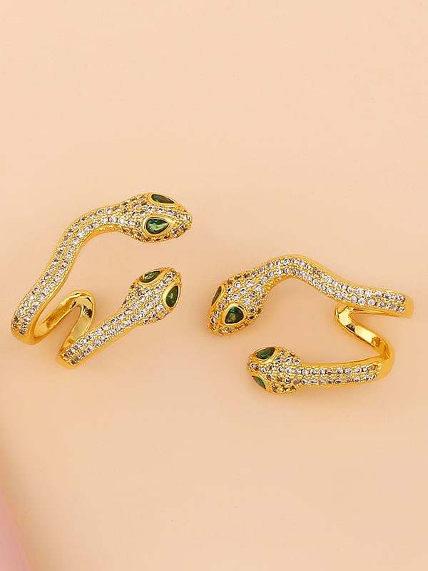 Brass Cubic Zirconia Snake Vintage Stud Earring