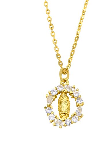 Brass Cubic Zirconia Moon Minimalist Necklace