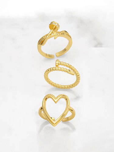 Brass Hollow Heart Vintage Band Ring