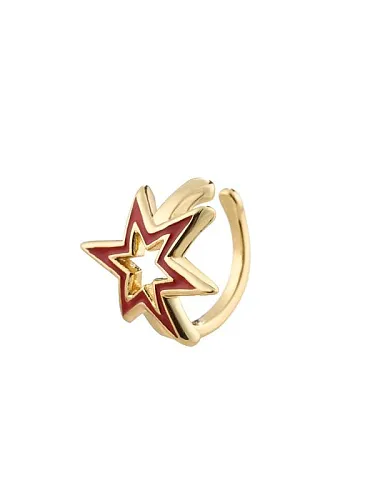 Brass Enamel Star Vintage Single Earring