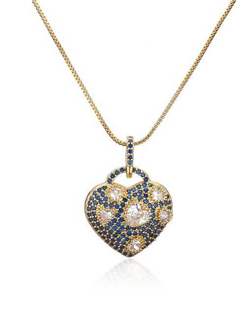 Brass Cubic Zirconia Vintage Heart Pendant Necklace
