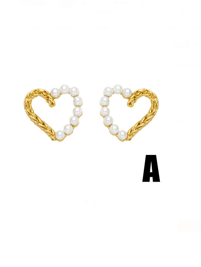 Brass Imitation Pearl Pentagram Trend Stud Earring