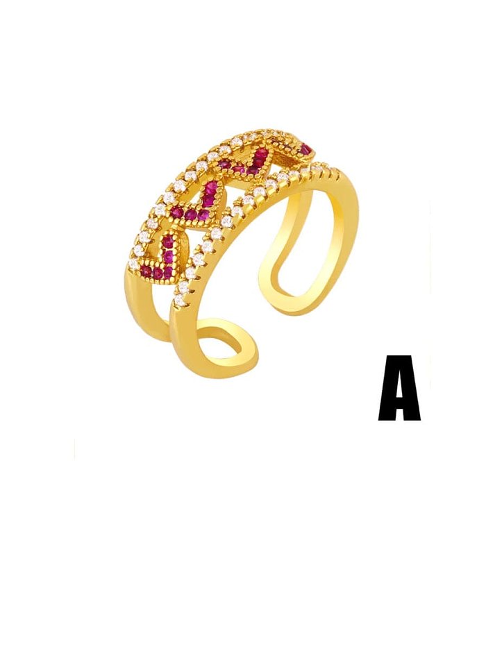 Messing Zirkonia Herz Vintage stapelbarer Ring