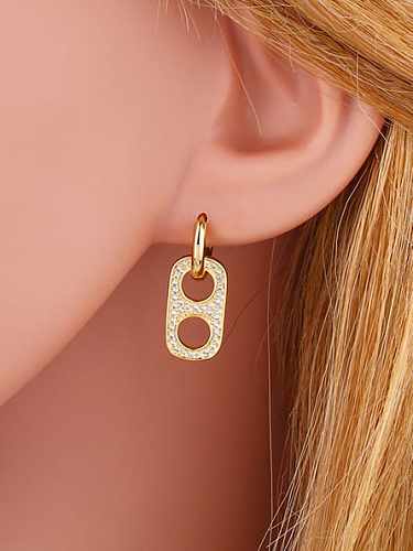 Brass Cubic Zirconia Heart Hip Hop Huggie Earring