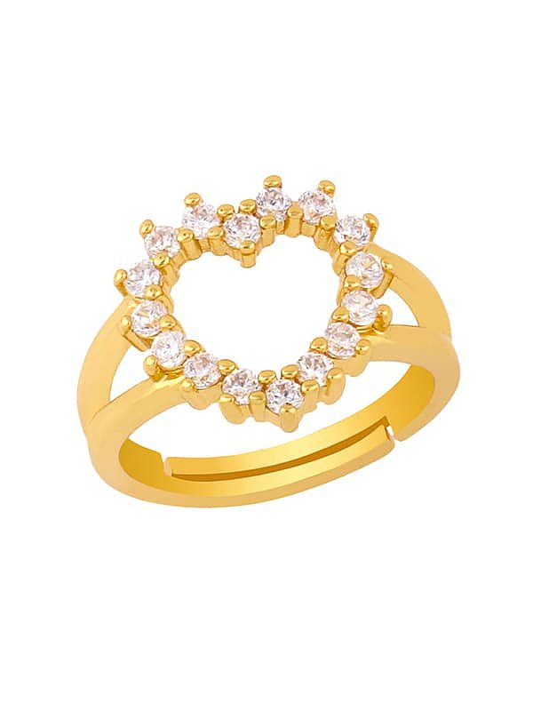 Brass Cubic Zirconia Heart Vintage Band Ring