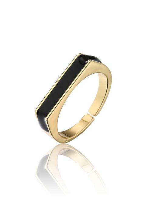 Brass Enamel Geometric Minimalist Band Ring