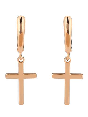 Brass Cross Minimalist Huggie Earring