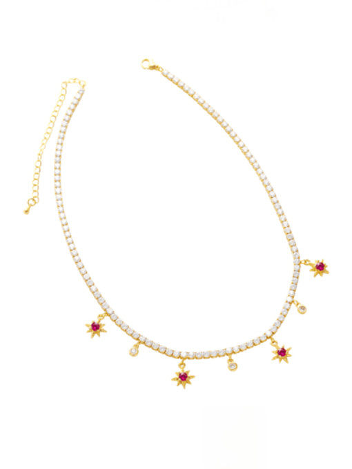 Brass Cubic Zirconia Star Vintage Necklace