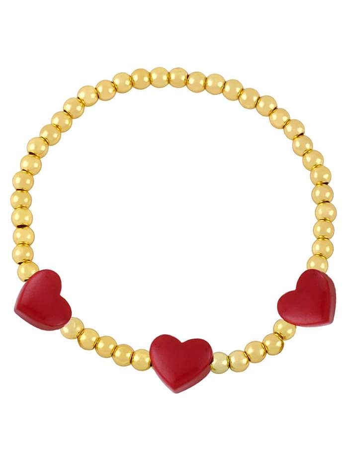 Brass Enamel Heart Trend Beaded Bracelet