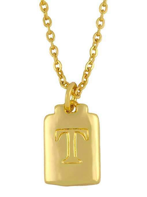 Brass Geometric Letter Minimalist Necklace