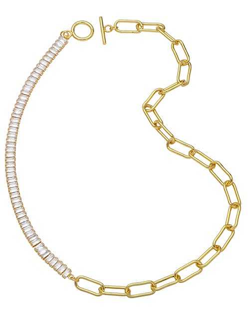 Messing Zirkonia minimalistische geometrische minimalistische geometrische Halskette