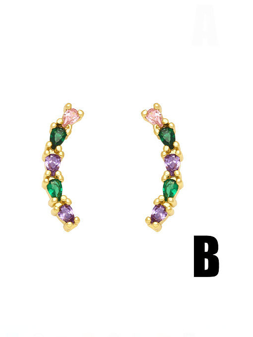 Brass Cubic Zirconia Butterfly Heart Cute Stud Earring