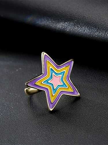 Brass Enamel Five-pointed star Trend Band Ring